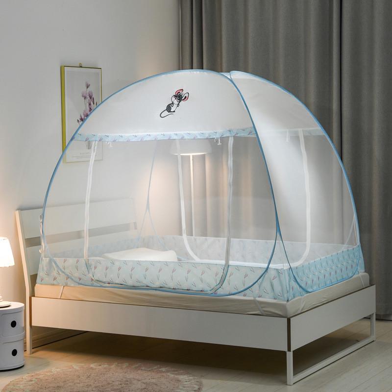钢丝蚊帐式蒙古包家用双开门坐床免安装无底1.8米1.5m可折叠帐篷