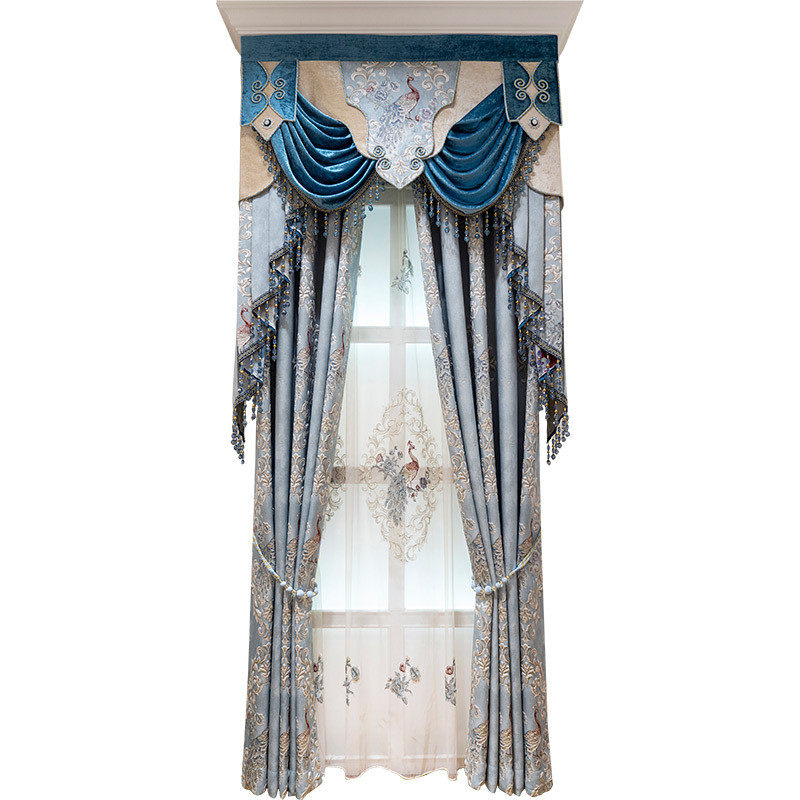厂家直销新款高精密窗帘客厅提花卧室阳台遮光成品浮雕窗帘孔雀