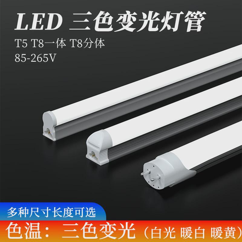 110V宽压led灯管三色变光客厅家用t8t5一体化分体长条日光灯暖光