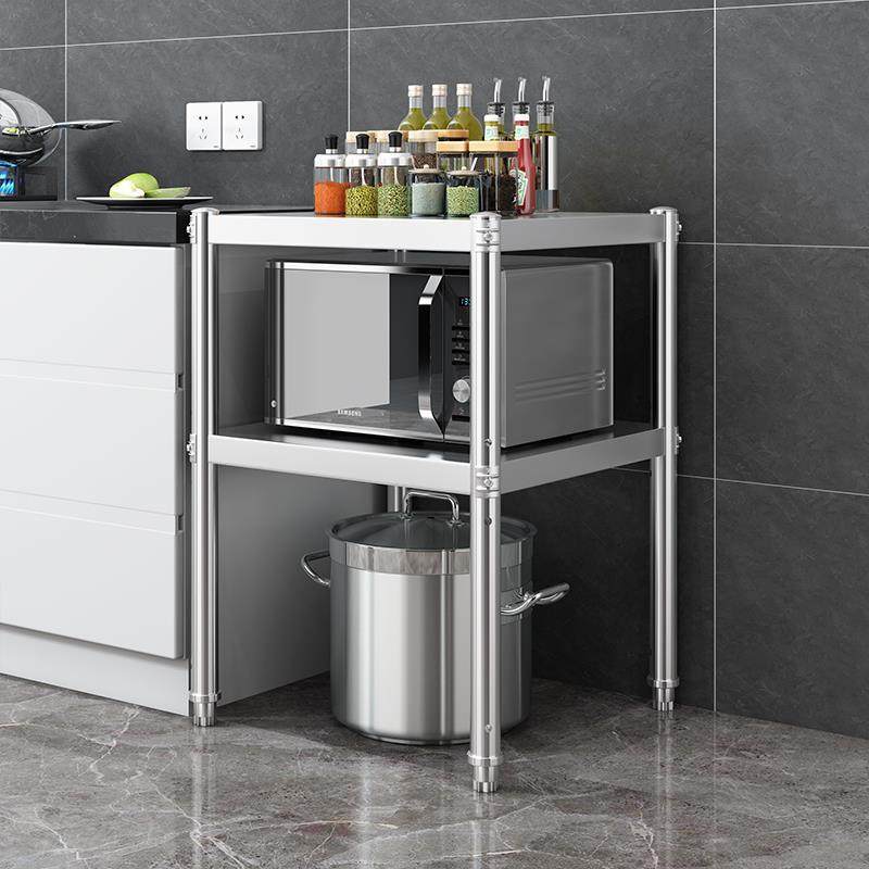 不锈钢正方形小厨房置物架灶台支架微波炉落地双层烤箱锅收纳架子,厨房/烹饪用具,厨房置物架/置物柜/角架,淘宝优惠券,粉丝福利购,淘宝优惠卷