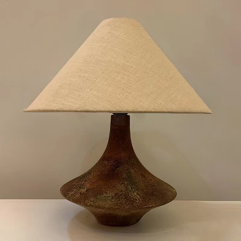 侘寂风陶罐台灯复古客厅现代卧室书房设计师民宿酒店床头陶瓷台灯