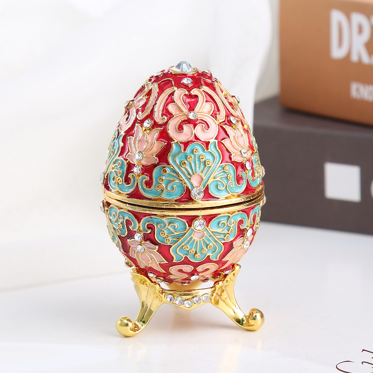 欧式合金珐琅珠宝盒鸡蛋伯明翰首饰盒家居摆件饰品收纳盒货源