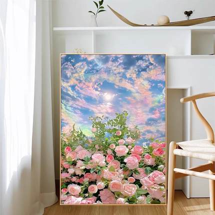 适用高难度钻石画满钻新款花卉2024年贴钻十字绣客厅玫瑰花手工钻