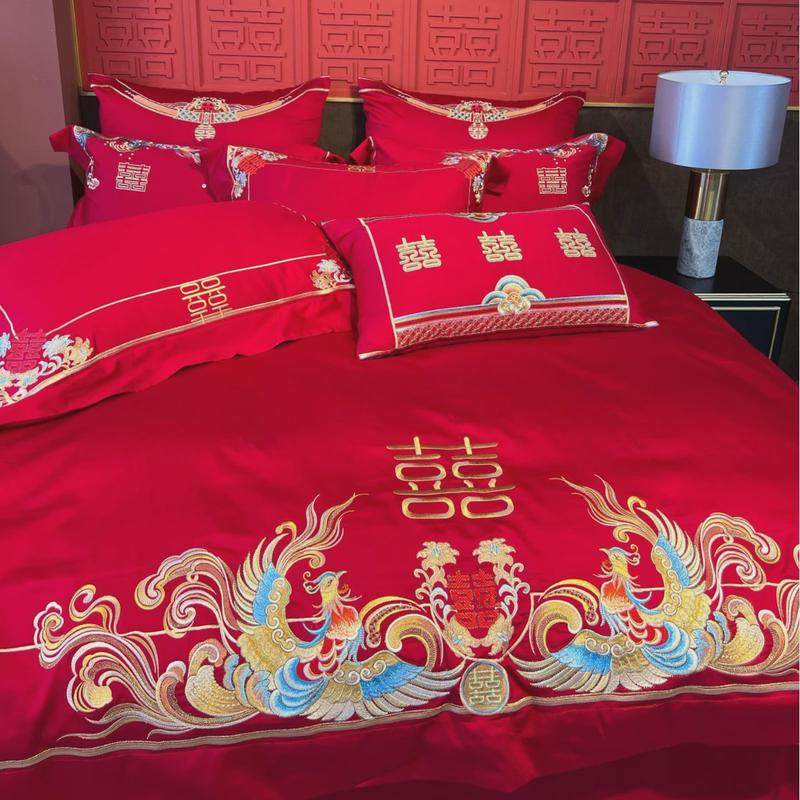 新中式婚庆四件套红色100支婚房布置结婚床上六件套婚嫁喜被全棉,床上用品,婚庆床品套件,淘宝优惠券,粉丝福利购,淘宝优惠卷