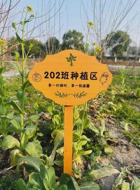 iyr7实木园艺植物标签牌木质插地菜园户外指示标识牌幼儿园牌告示