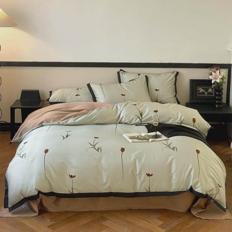 法式轻奢风100支天丝冰丝棉四件套凉感床单被套春夏裸睡亲肤床品