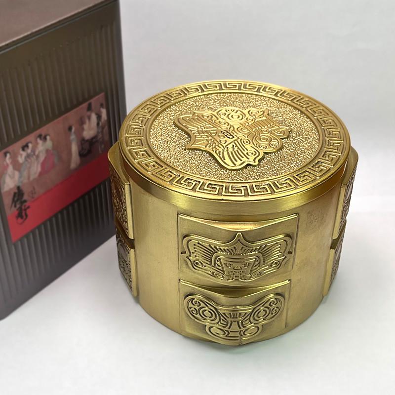 铜罐茶叶罐便携旅行茶罐迷你金属密封罐随身铜茶仓玉琮