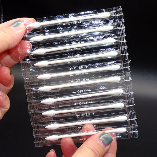 独立装棉签自粘胶条小包简易透明棉花棒酒店洗浴采耳便携卸妆棉棒