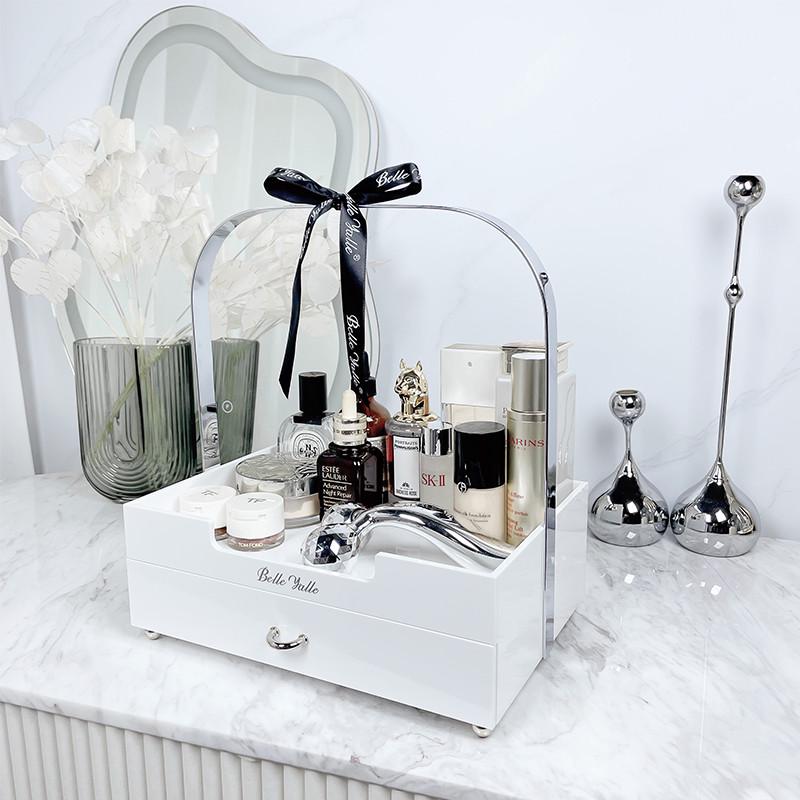 亚克力抽屉收纳盒托盘玄关铁艺置物架收纳架防尘防水金属洗漱台