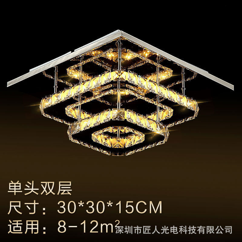 led简约入户创意水晶灯方形走廊过道玄关灯进门天花吸顶灯具