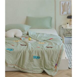 卡通风多巴胺萌犬刺绣夏凉被亲肤山宁泰KANG菌棉空调被夏被