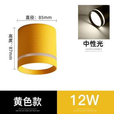 黑色led明装筒灯北欧吸顶cob发光过道玄关客厅侧天花灯免开孔12w