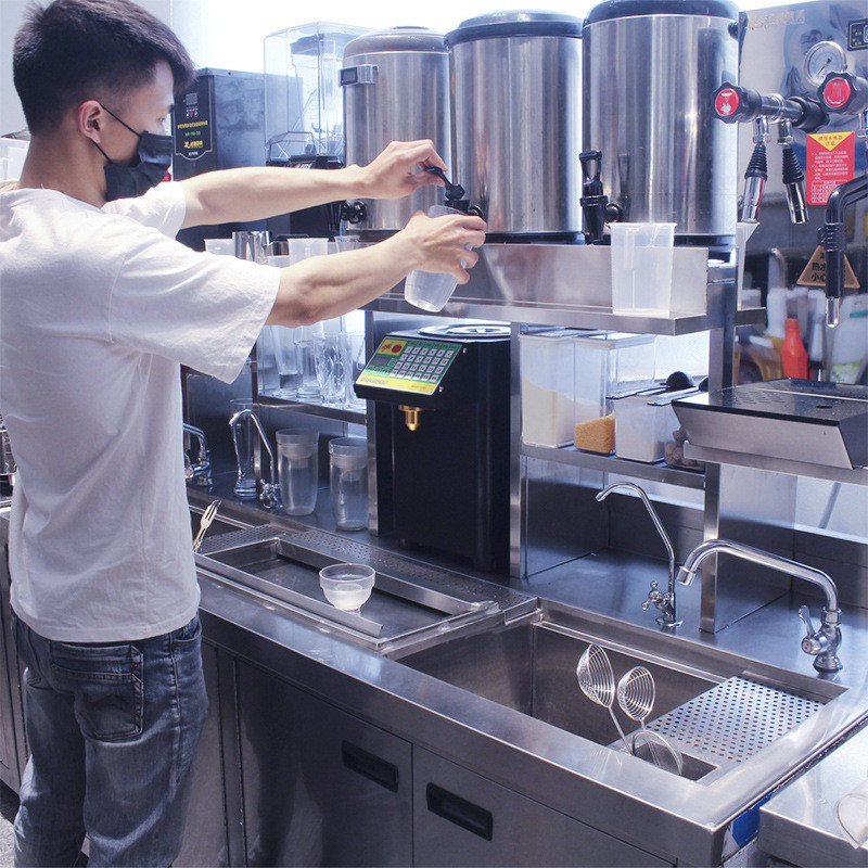 澜鑫厨具奶茶店设备全套制冰机工作台操作台304不锈钢冷藏水吧台