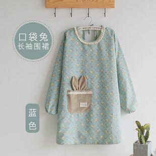 围裙家用厨房反穿罩衣女士大人长袖网红护衣2023新款防水防油做饭