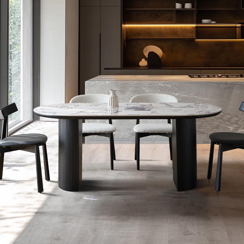 吉诺威 法式餐桌家用简约现代高端宝格丽饭桌椭圆形餐桌椅组合