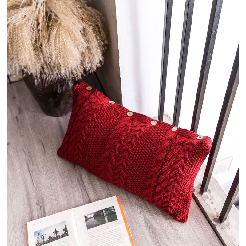 针麻复古毛线针织麻花靠垫抱枕套双面粗北欧风花长腰枕艺术抱枕