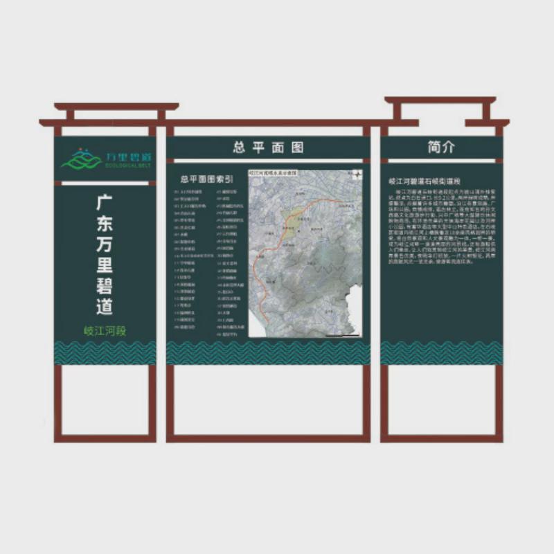 宣传栏标识公示牌广东万里碧道导视牌立牌阅报栏不锈钢文化指示牌