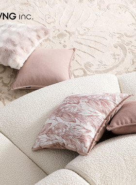 LIVING inc.烟粉铃兰 雪尼尔抱枕沙发客厅靠垫套卧室床上粉色靠枕