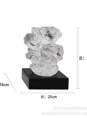 透明落叶石头镶嵌树叶工艺品摆件酒店大堂大厅样板房间客厅摆件