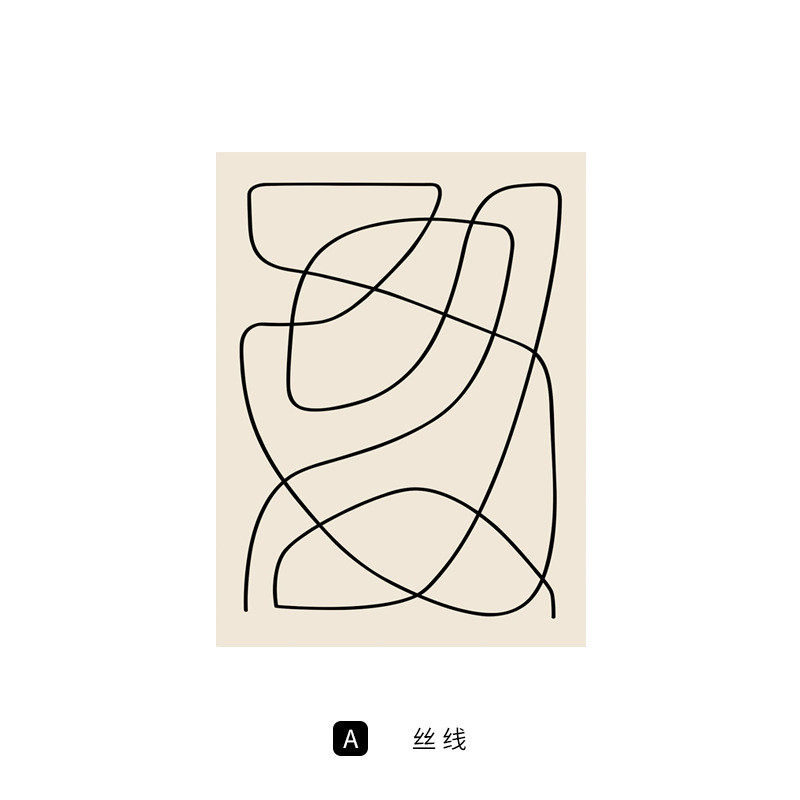 丝线赤贫风抽象民宿装饰画简约线条挂画客栈摆画小众艺术无框画