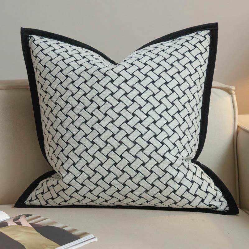 现代简约高级感轻奢黑白抱枕样板间几何靠枕靠垫抱枕套客厅沙发