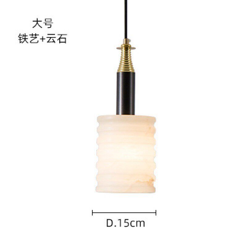 新中式灯云石现代简约艺术样板间餐厅吧台卧室床头全铜设计师吊灯