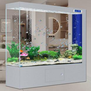 源头创厂家海方形超白玻璃鱼缸客厅中大型屏风隔断家用落地水族箱