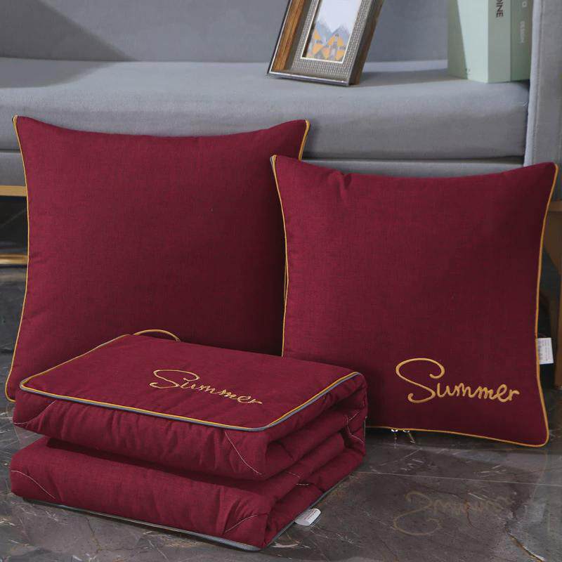 夏季细麻抱枕毯子两用新款加厚汽车用被子枕头二合一四季通用