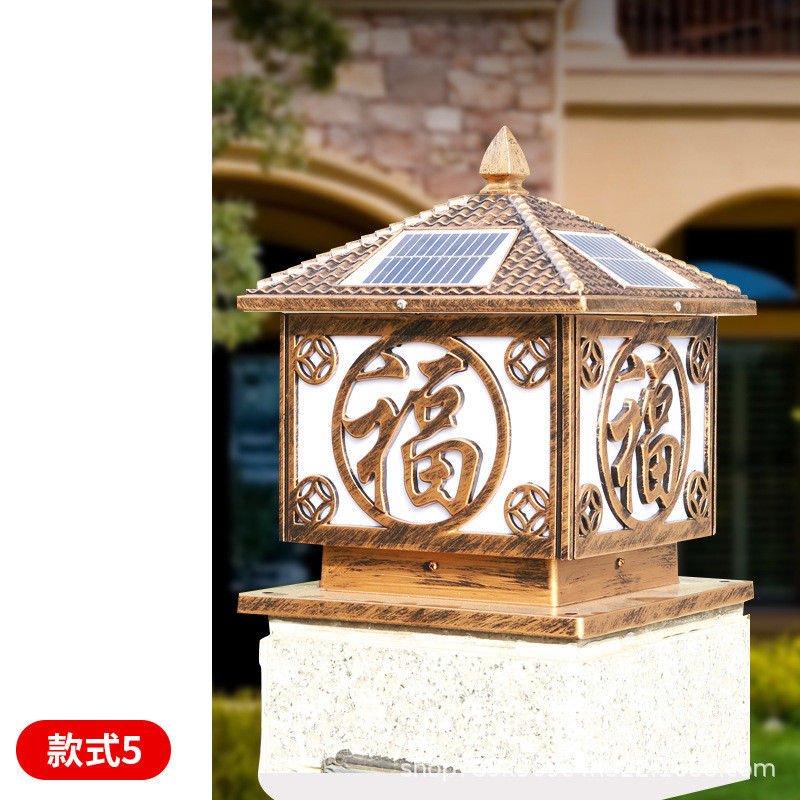太阳能柱头灯门头柱子灯壁灯复古防水led柱子庭院灯墙户外装饰灯