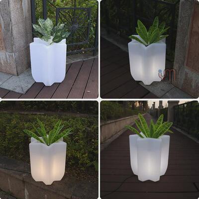 北欧简约塑料加厚树脂花盆耐摔防腐六角边形花盆公园广场亮化工程