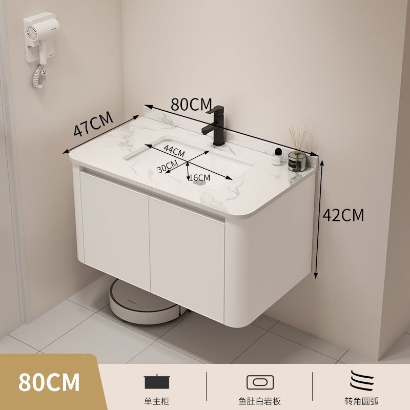 简约现代小户型圆角卫生间洗脸池一体盆蜂窝铝浴室柜洗漱陶瓷组合