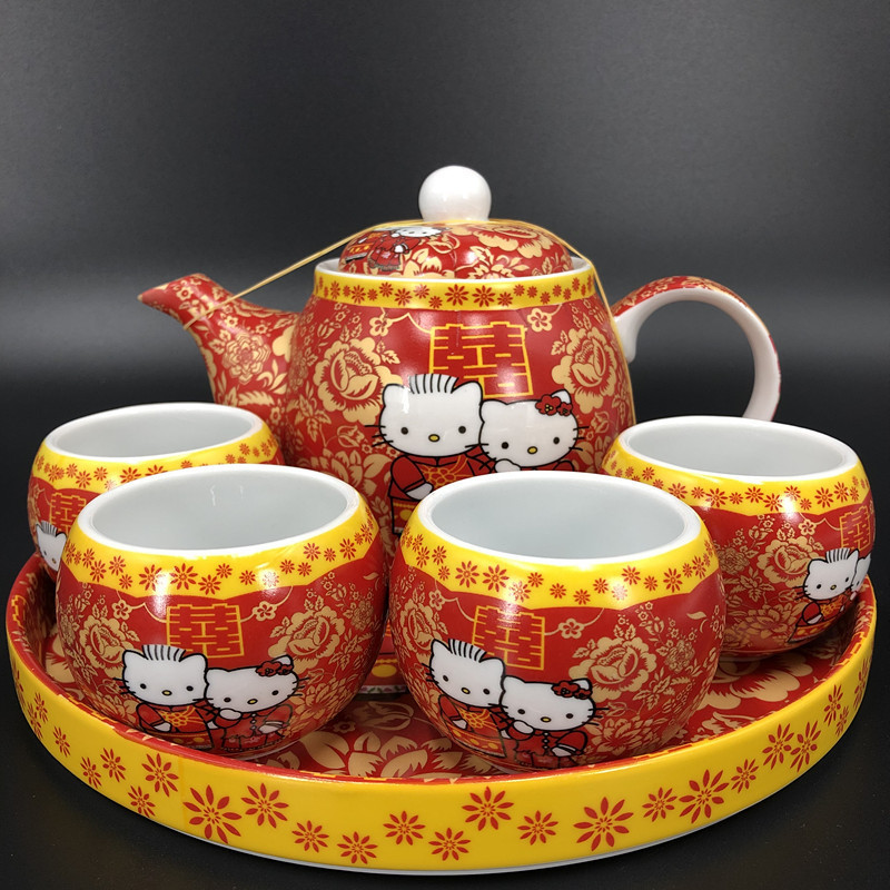 敬茶套组结婚用品港式新人敬茶杯套喜碗传统习俗嫁妆陶瓷茶具套装