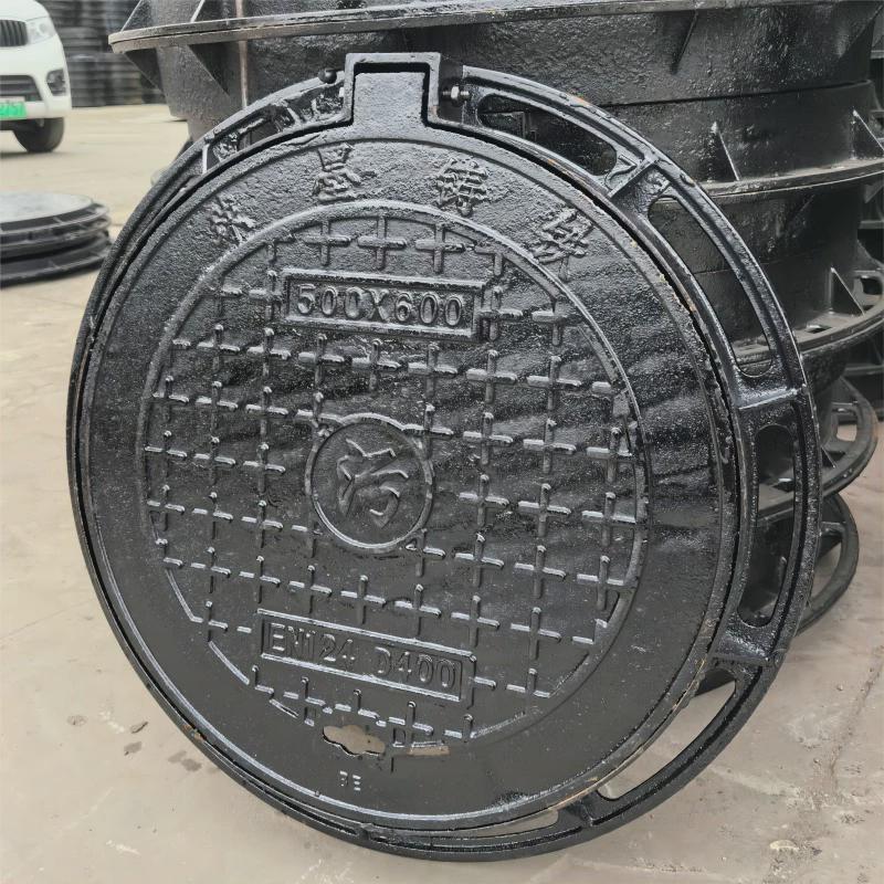 圆形球墨铸铁井盖700重型雨污井盖加重加厚方形电力井盖