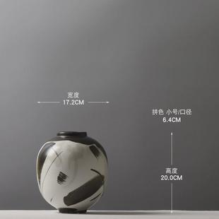 饰品样板房手绘插花摆件客厅哑光工艺品 水养花瓶中古创意陶瓷装
