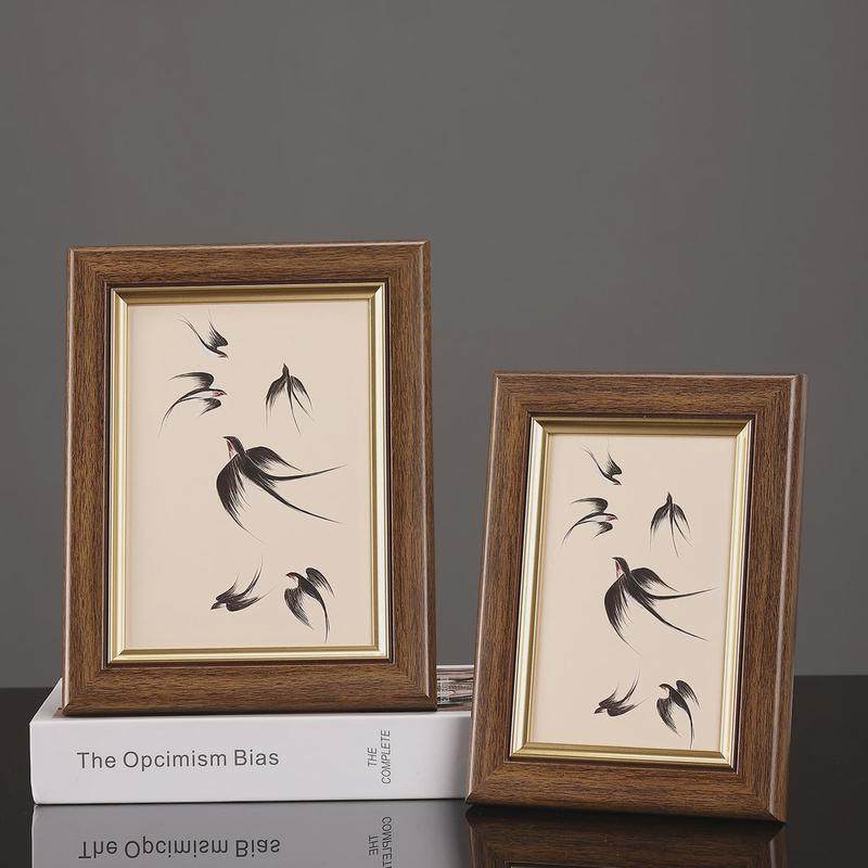 热销中古美式轻奢实木边框样板房卧室玄关书房6寸7寸10寸相框摆台