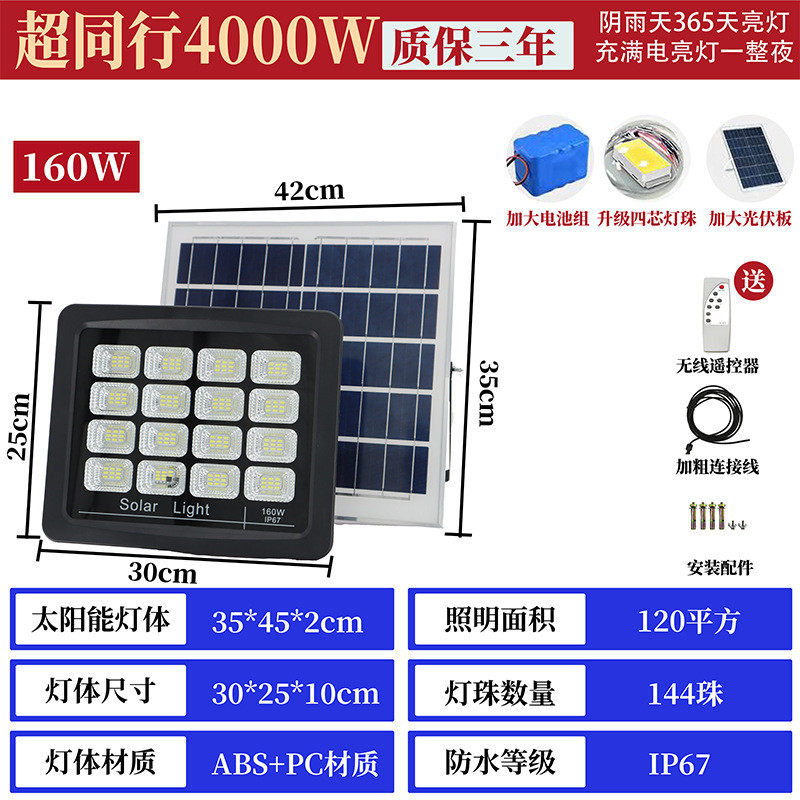 太阳能投光灯透镜高亮灯户外新农村足瓦100w大功率led惠民批发款