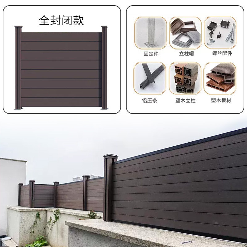 成都二代塑木围栏批发户外挡风板阳台院墙护栏花园室外墙板栏杆