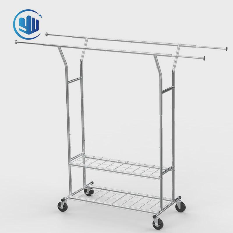 重型晾衣架移动室内外铁制不锈钢伸缩陈列架落地式可挂衣架折叠