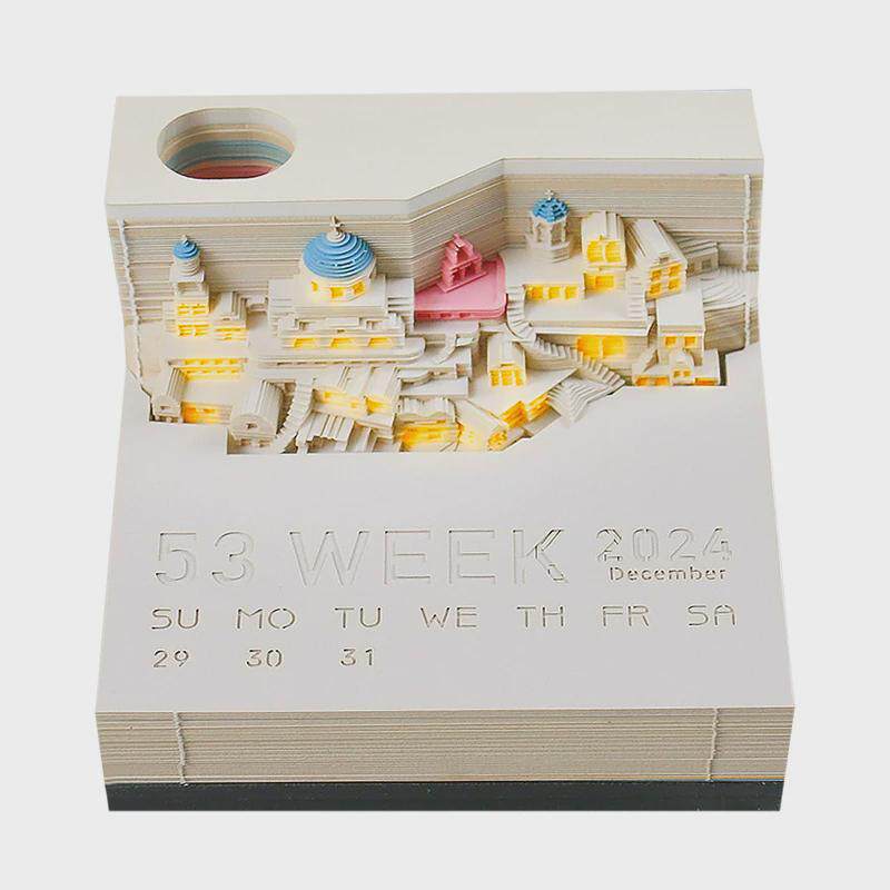 圣托里尼岛纸景区建筑3d立体便签本创意礼品定制沙滩雕便签纸模型