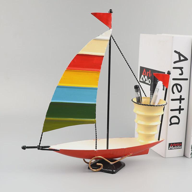 一帆风顺帆船摆件手工艺品客厅书房办公室创意笔筒橱窗装饰品摆设