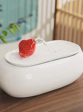 陶瓷流水摆件喷泉加湿器客厅办公室鱼缸卧室乔迁礼品招财流水客厅