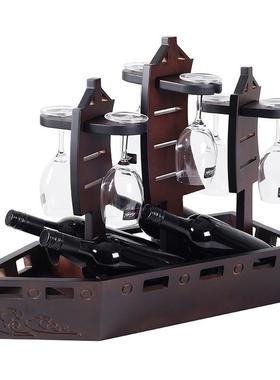 酒神牌帆船酒架红酒实木创意欧式酒架欧式葡萄酒红酒架木质酒架