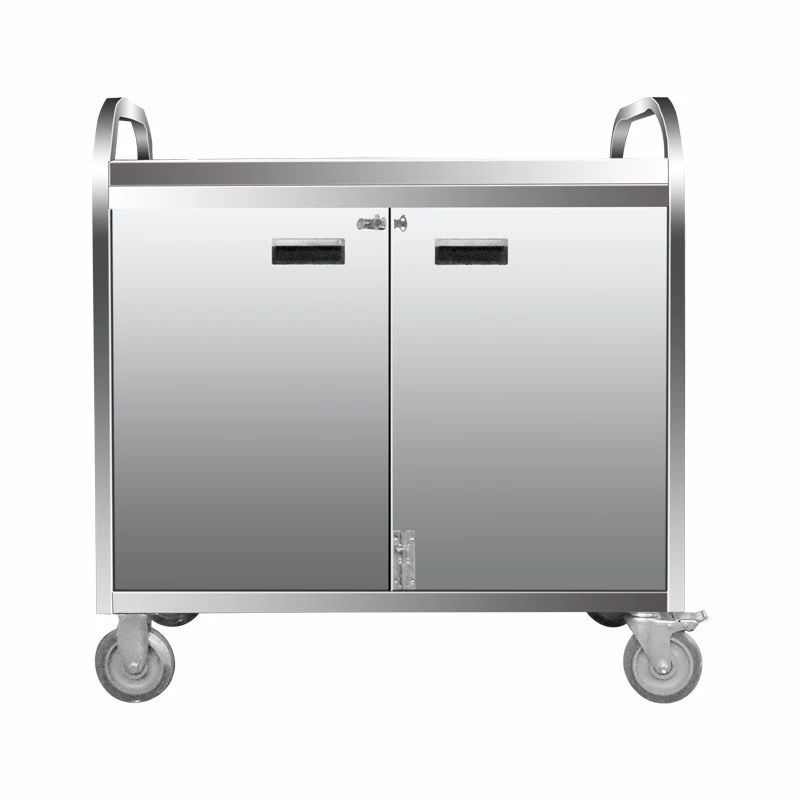 不锈钢手推车三层带门封闭式推车酒店养老院餐车中心送菜月子