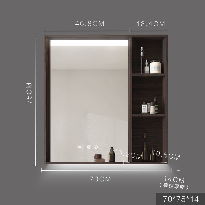 fc实木智能镜柜洗漱台卫生间浴室镜子带置物架收纳储物柜单独