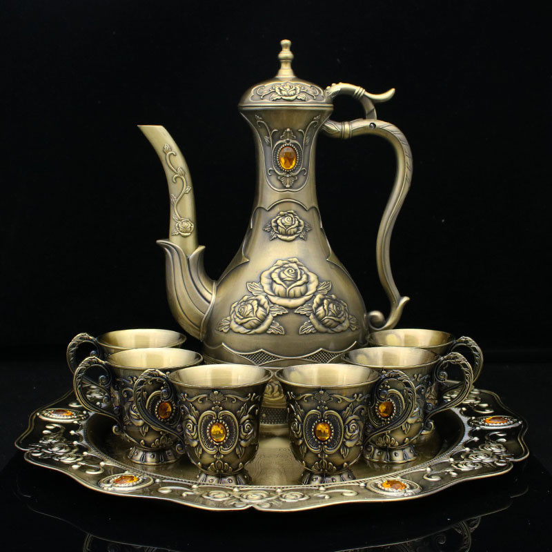 复古金属酒具套装仿古青古铜酒白酒杯酒樽套装创意宫廷剧道具摆件,家居饰品,装饰摆件,淘宝优惠券,粉丝福利购,淘宝优惠卷