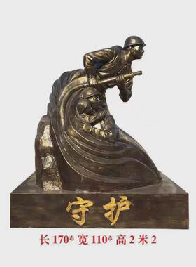 玻璃钢消防员主题人物雕塑仿铜铸铜卡通园林公园广场户外大型摆件