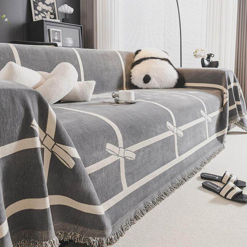 英伦风四季通用沙发防盖布雪尼尔全猫爪防滑沙发毯子一体式沙发巾