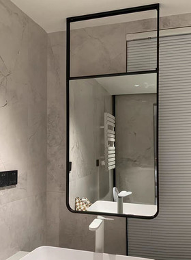 p616批发尺寸悬空吊镜方形民宿酒店浴室镜带灯发光卫生间触摸镜子