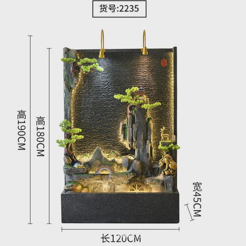 新中式假山喷泉流水摆件水幕墙鱼池庭院客厅酒吧阳台落地别墅水景