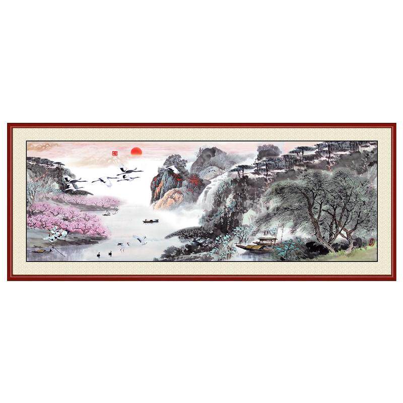 客厅山水画中国山水画水墨风景新中式国画餐厅书房挂画聚宝盆